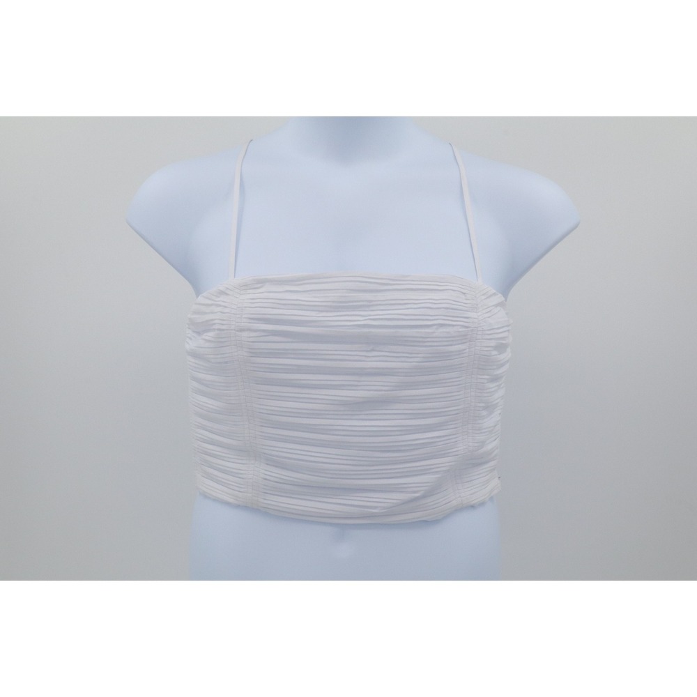 NWT Madewell Womens Poplin Crop Tube Top Pleated White Smocked Cotton Size 10 - Picture 2 of 10